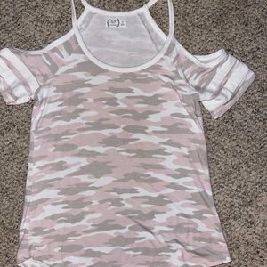 Maurice’s Pink Camo Top. Off the shoulder. Used- like new
